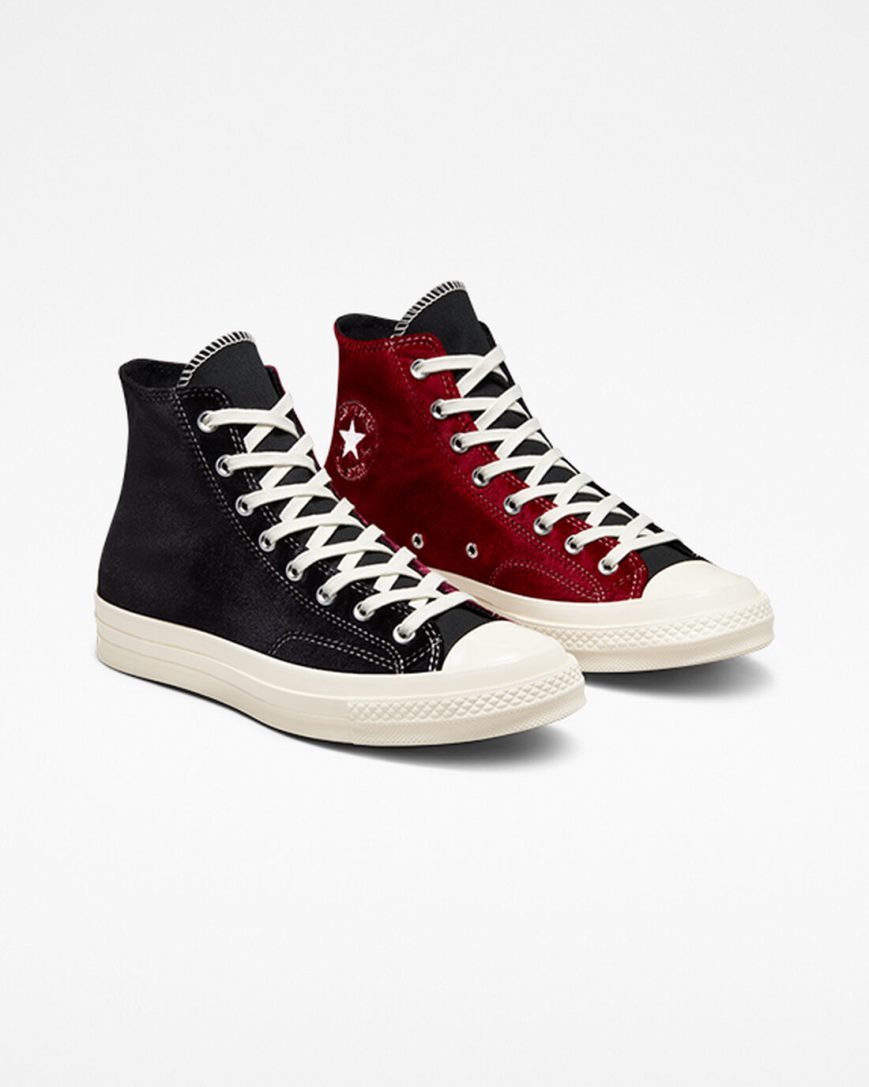 Dámské Boty Vysoké Converse Chuck 70 Beyond Retro Velvet Černé Červené | CZ RHZE48